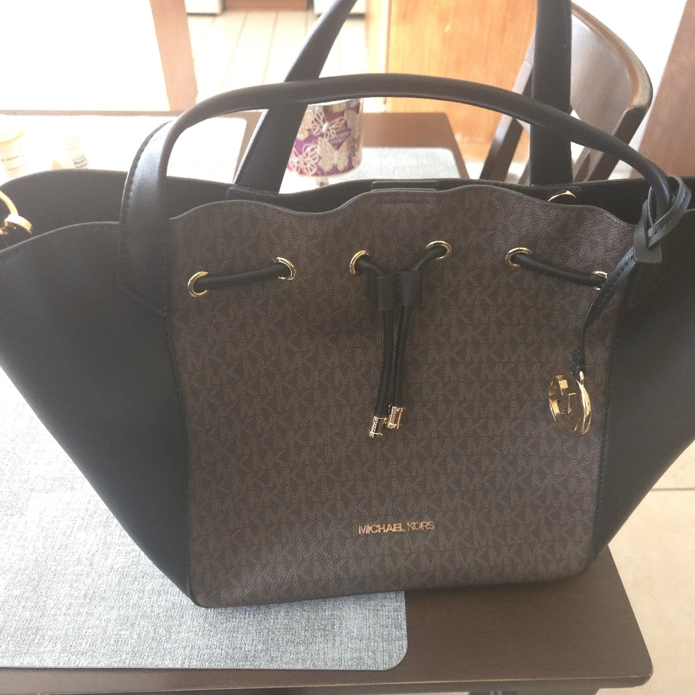 Michael Kors Black and Brown Tote Bag